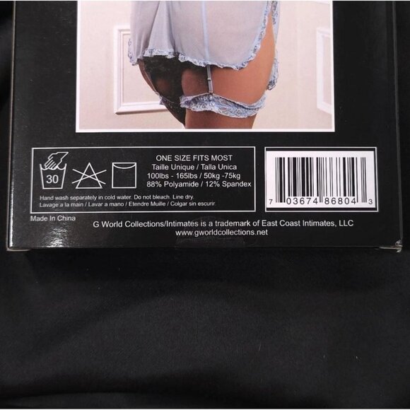 G World Plus Size Babydoll Lingerie Set 3pc Sky Blue Sexy Outfit - Picture 8 of 9